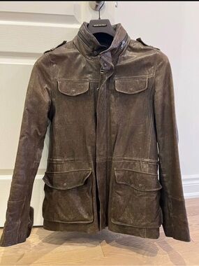 Mackage Men's Brown Leather Field Jacket